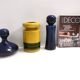 Set of Three Postmodern Blue and Yellow Glazed Vase and Bottles by Parravicini