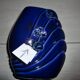 Blue lacquered vase with flowers & applied leaves