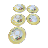Coffee service or tea in vintage yellow and white porcelain