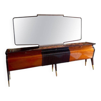 Grand buffet en acajou moderne du milieu du siècle, style Osvaldo Borsani, Italie années 1950