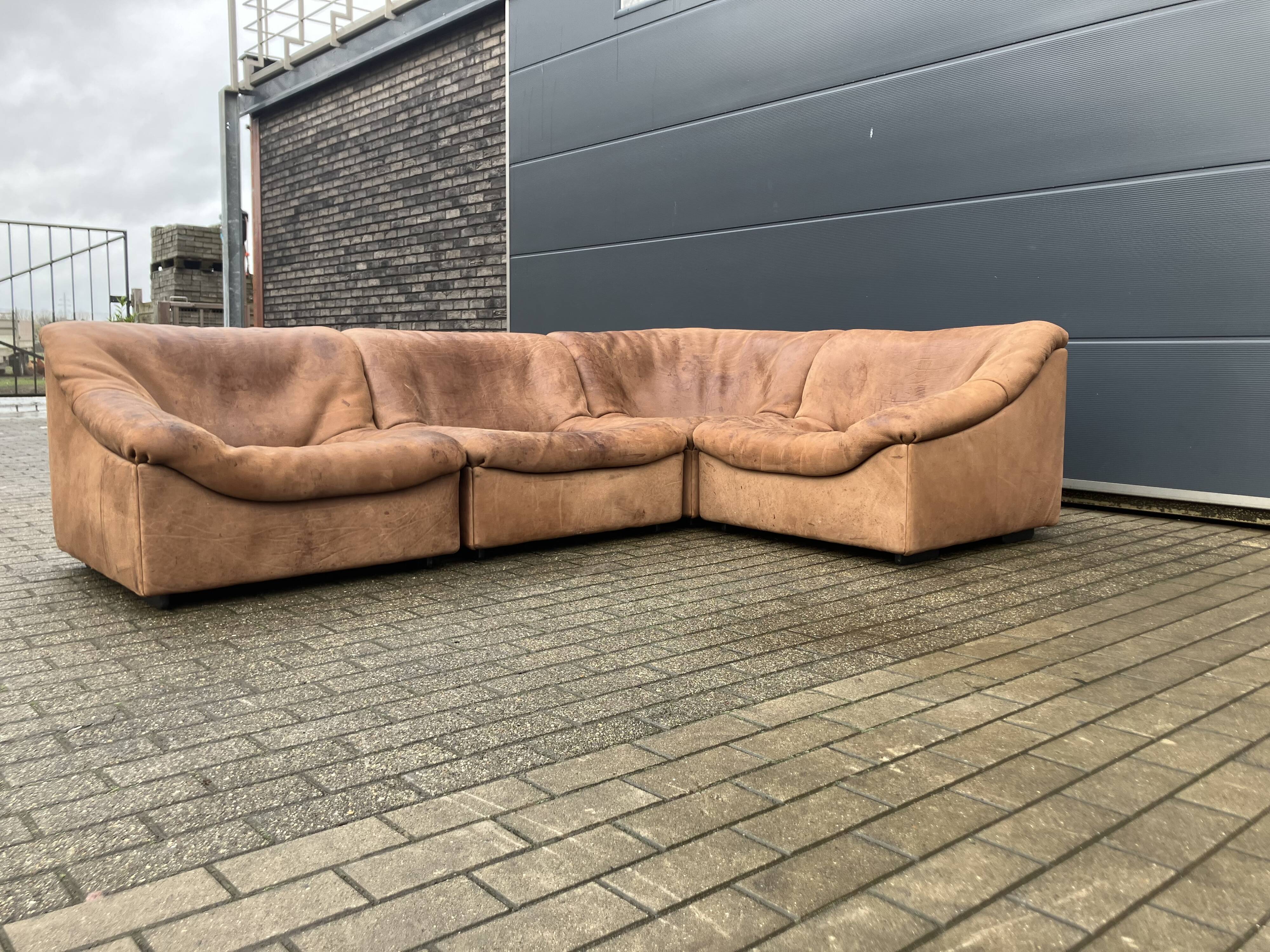 De Sede Ds46 Modulair 5mm Buffel leather NECK Cognac Bruin