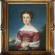 Antique Biedermeier Young Lady Miniature Portrait Painting