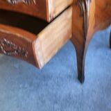 ROSEWOOD COMMODE WITH 2 DRAWERS AND OCHRE MARBLE TOP