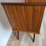 1960s sideboard with decorated doors in wood and brass