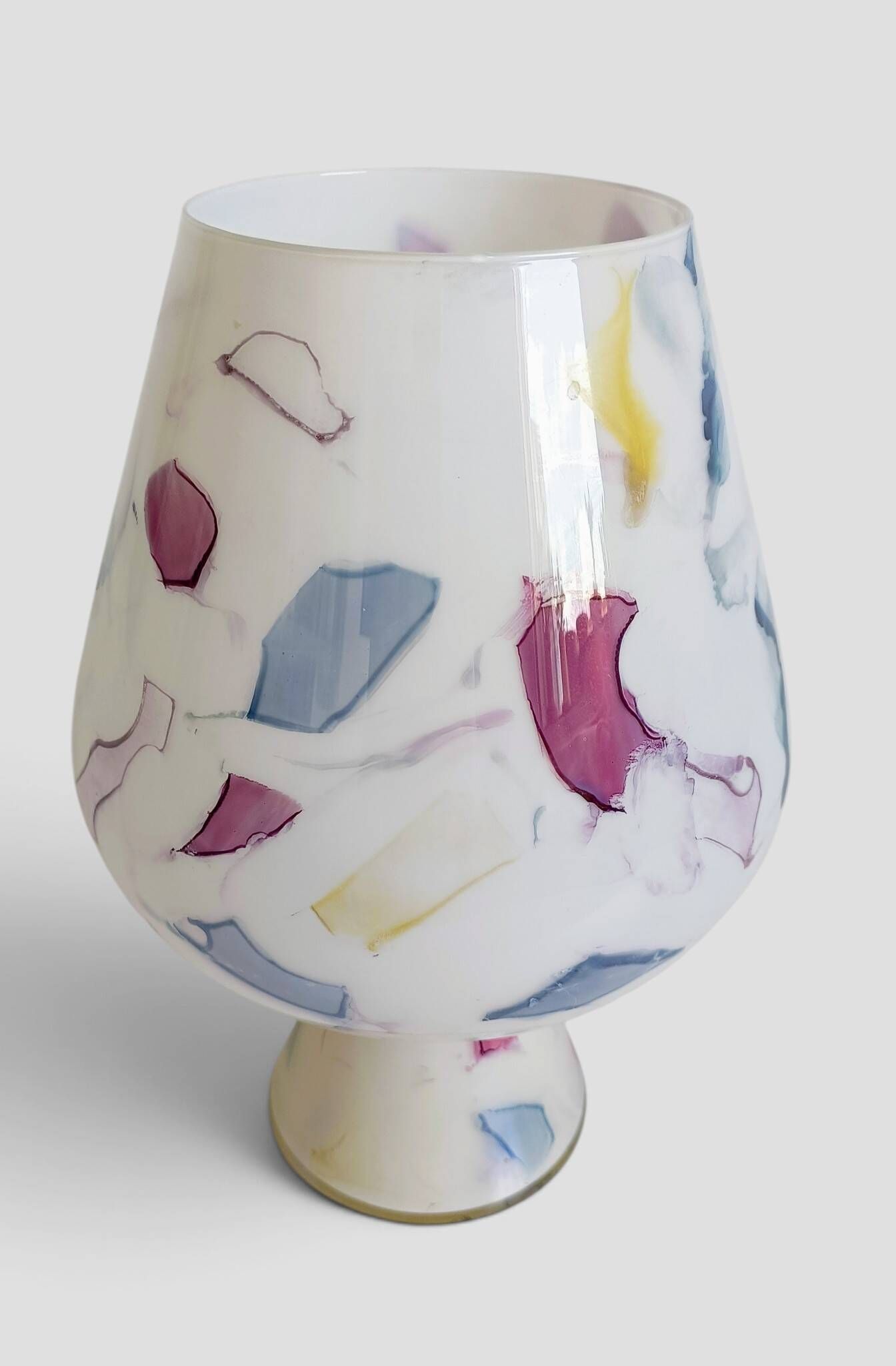 Postmodern Italian Murano Art Glass Chalice, Abstract Decoration, 1980s