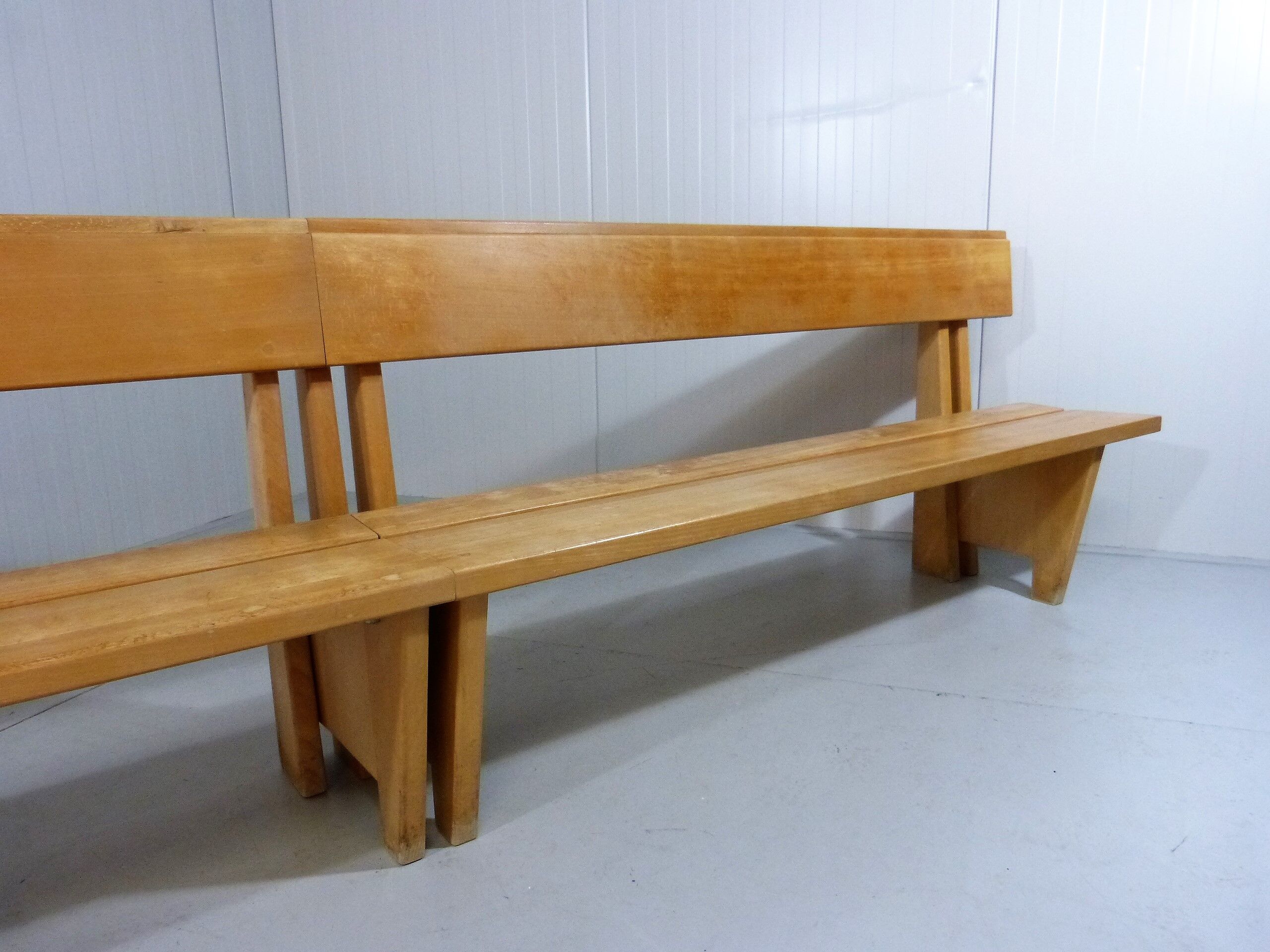 Modernist solid beech wooden pew 1960’s