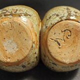 Saleron vintage en grès pyrité signature à identifier XXème