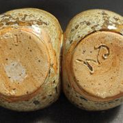 Vintage salt cellar in pyrite sandstone, signature to identify, 20th century