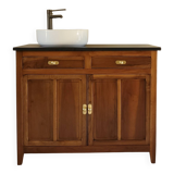 Vanity unit in solid walnut and Zimbabwean granite.