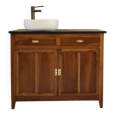 Vanity unit in solid walnut and Zimbabwean granite.