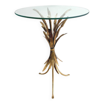 Vintage brass wheat sheaf side table - eclectic furniture