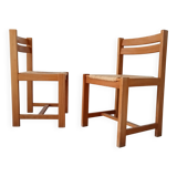 Set of 2 vintage chairs in solid elm and rush in the style of Regain/Asserbo.