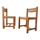 Lot de 2 chaises vintage en Orme massif et jonc dans le goût Regain/Asserbo