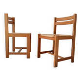 Set of 2 vintage chairs in solid elm and rush in the style of Regain/Asserbo.