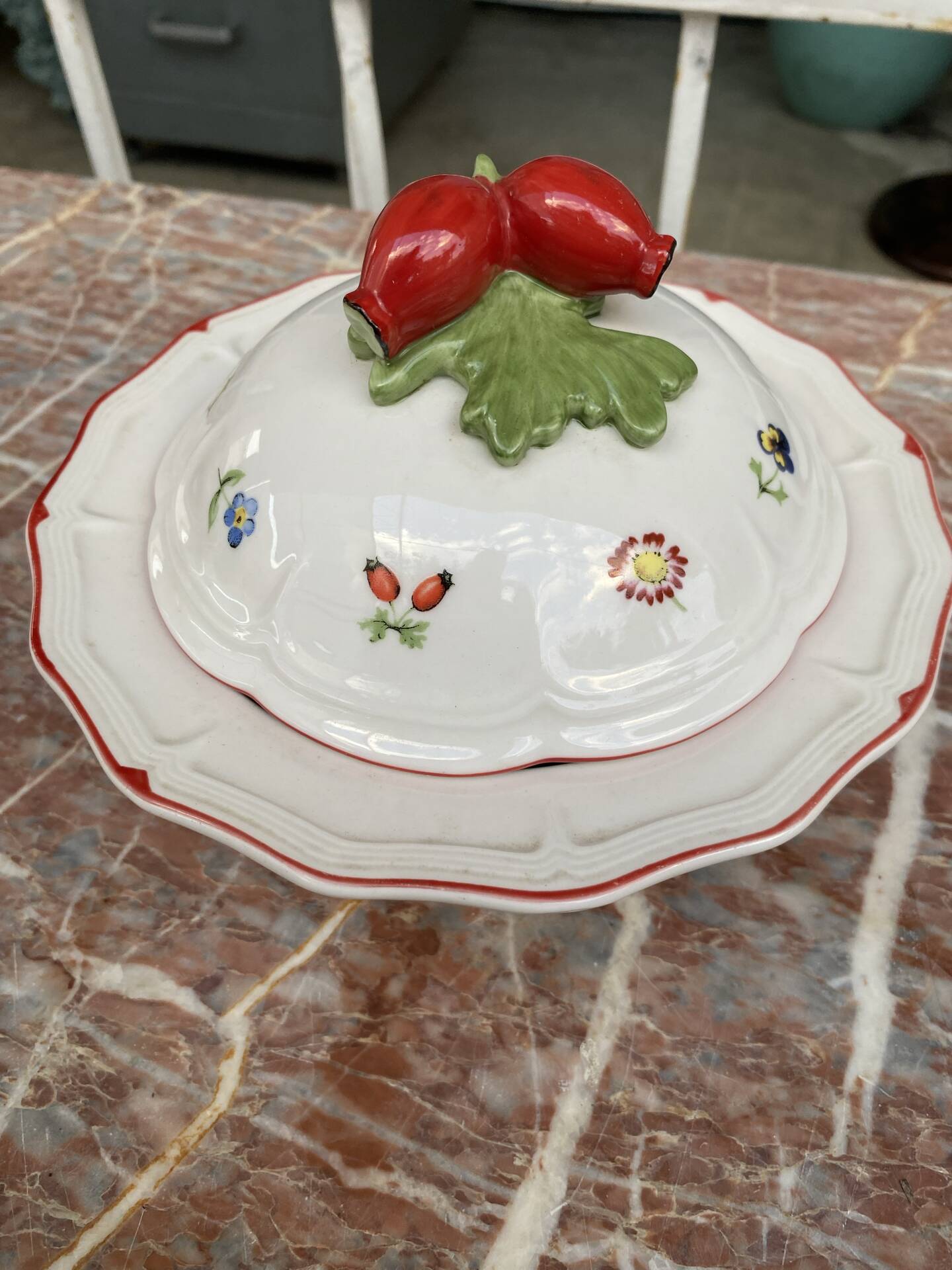 Vintage porcelain butter dish and jam pot – Villeroy & Boch