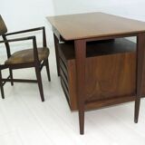 Vittorio Dassi Mid-Century Italian Teakwood Writing Desk and Chair, 1950