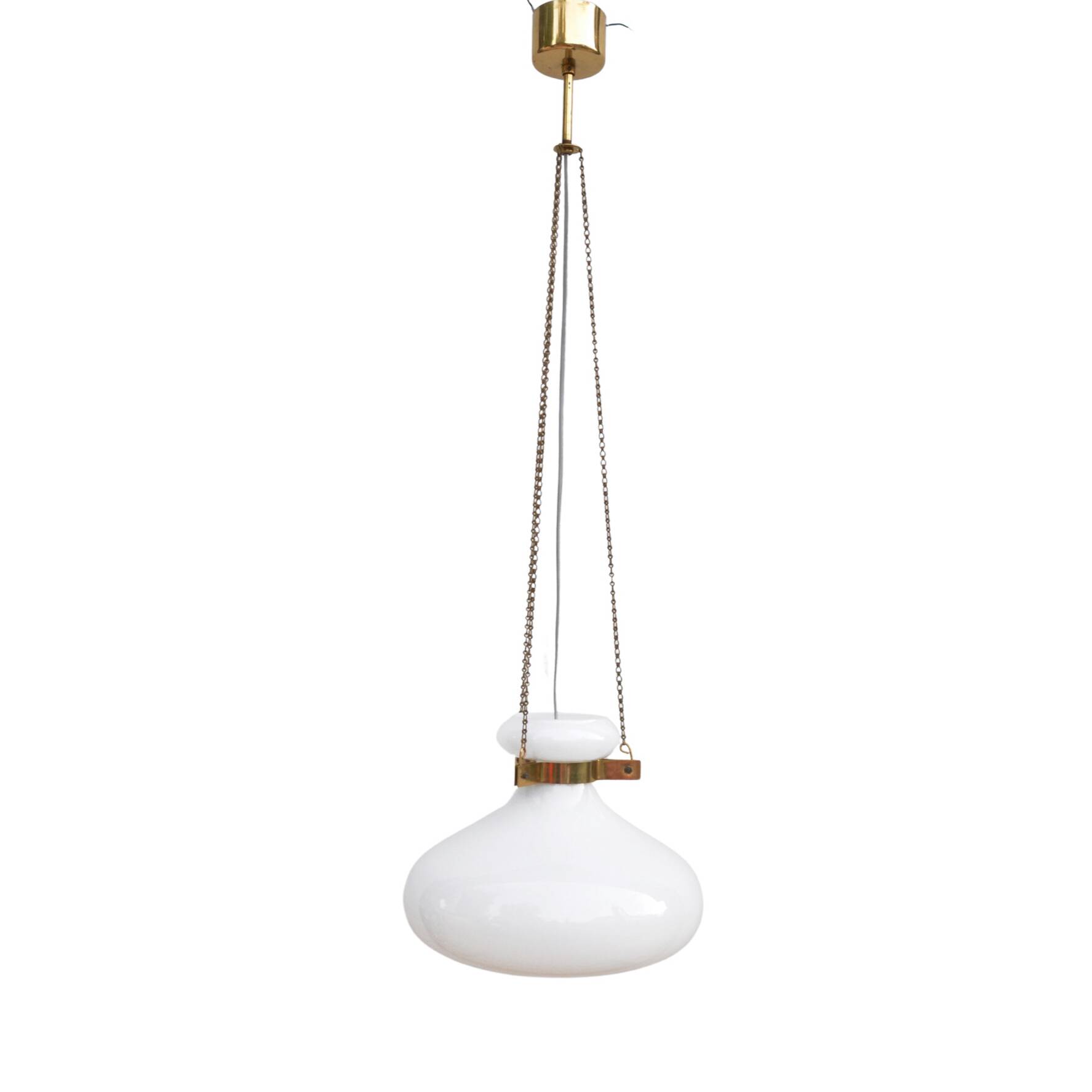 White, modernist chandelier Kamenický Šenov, Czechoslovakia, 1960s.