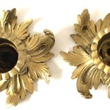 Pair candlesticks old golden brass