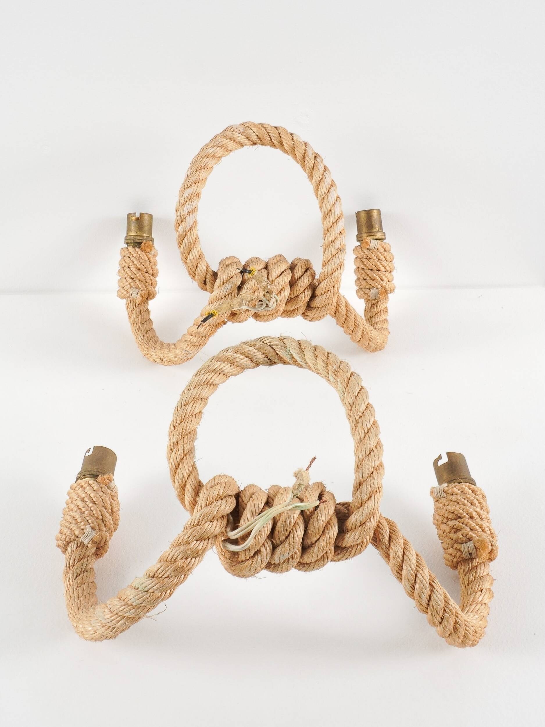 AUDOUX & MINET (attributed to) - Pair of wall lights France, circa 1950 - Rope
