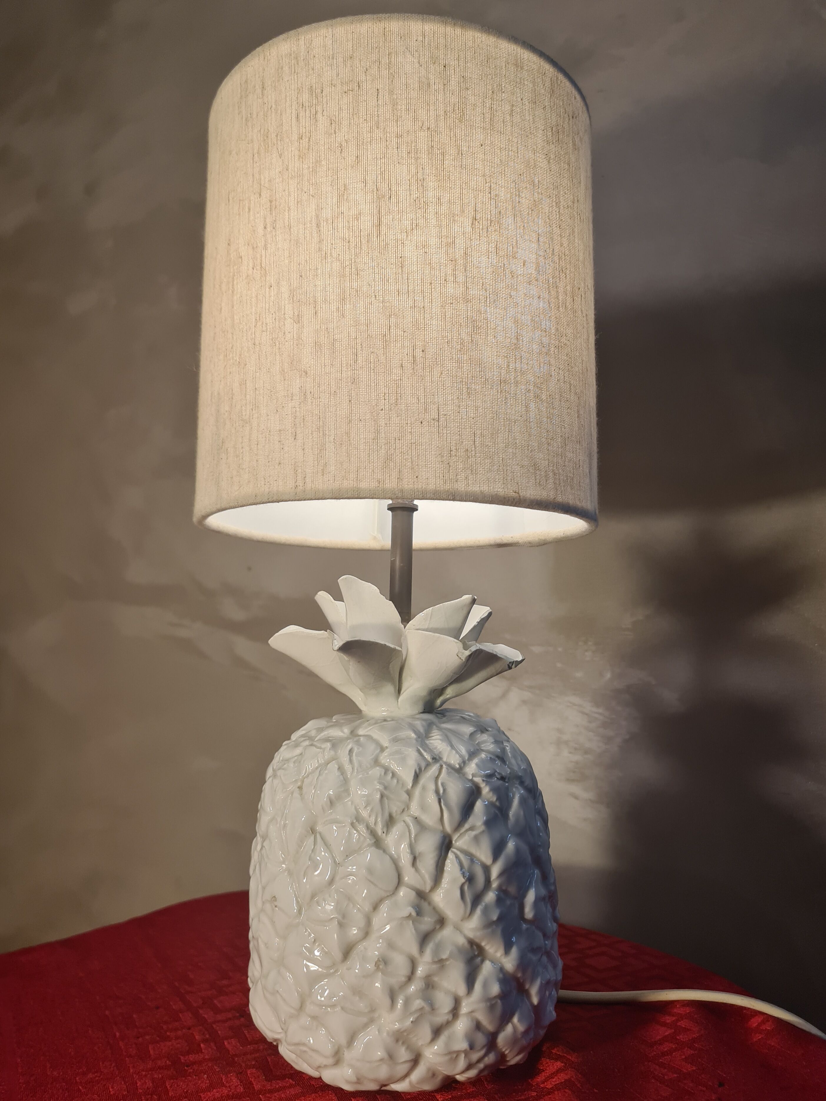 pineapple lamp 1960 white porcelain 38x16 very pretty model lampshade in l