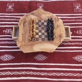 Jeux d'échecs rustique en bois d'olivier