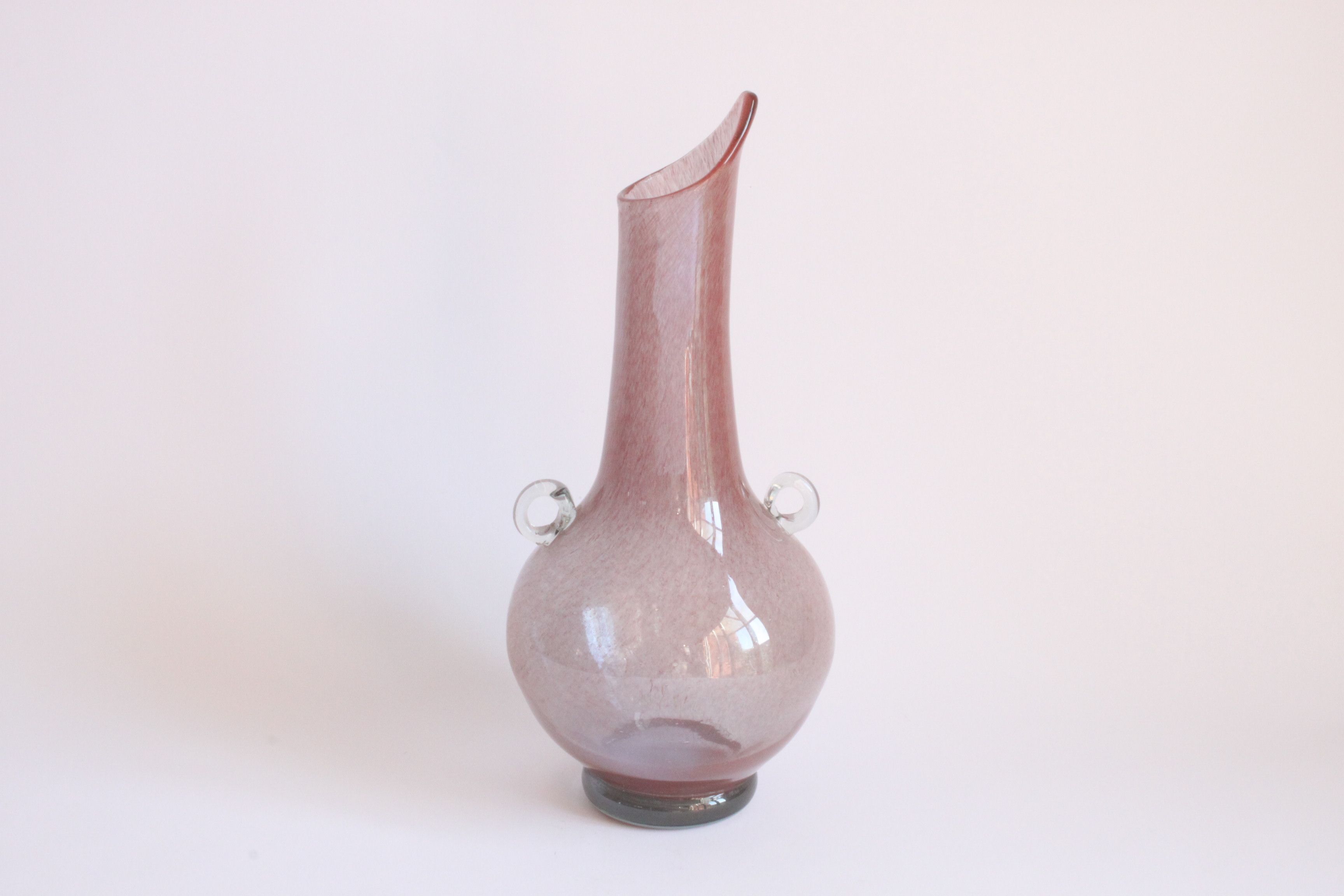 Pink Pulegoso glass vase with little ears, 1960s