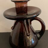 Biot blown and bubbled glass case candlestick