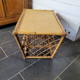 Table basse en rotin vintage