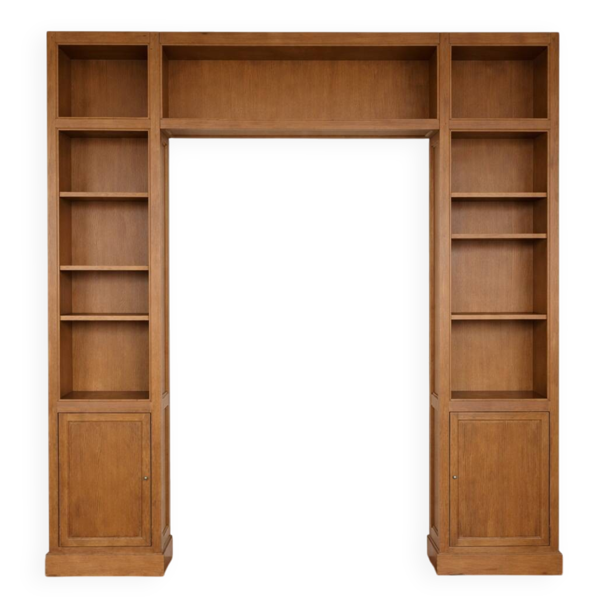 Custom U-shaped wall library – Solid wood and oak