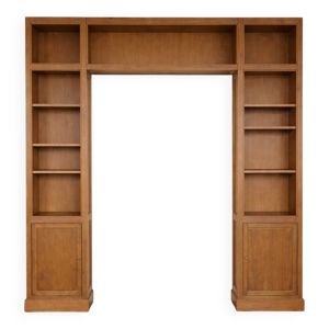 Bibliothèque murale en U sur mesure – Bois massif et chêne