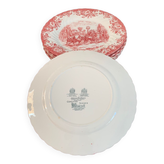 Lot de 6 Assiettes plates Johnson bros « coatching scènes