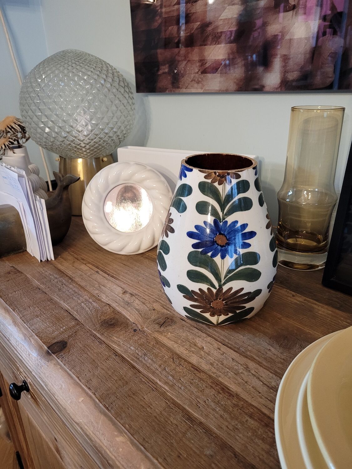 Vintage hand-painted ceramic vase