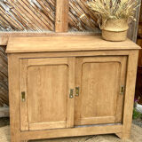 Old Parisian buffet in raw solid oak - sliding doors