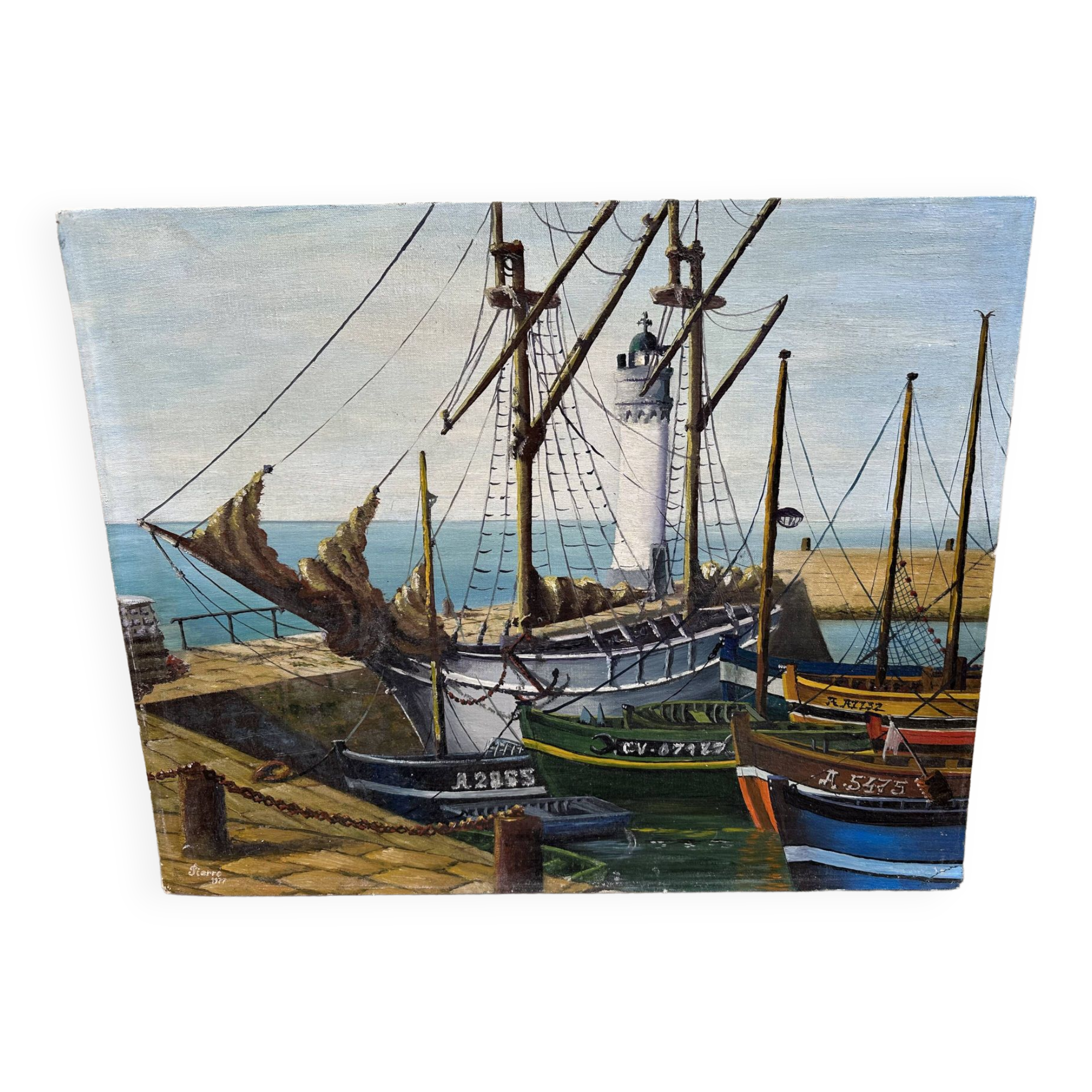 Fishing boats - painting on canvas board