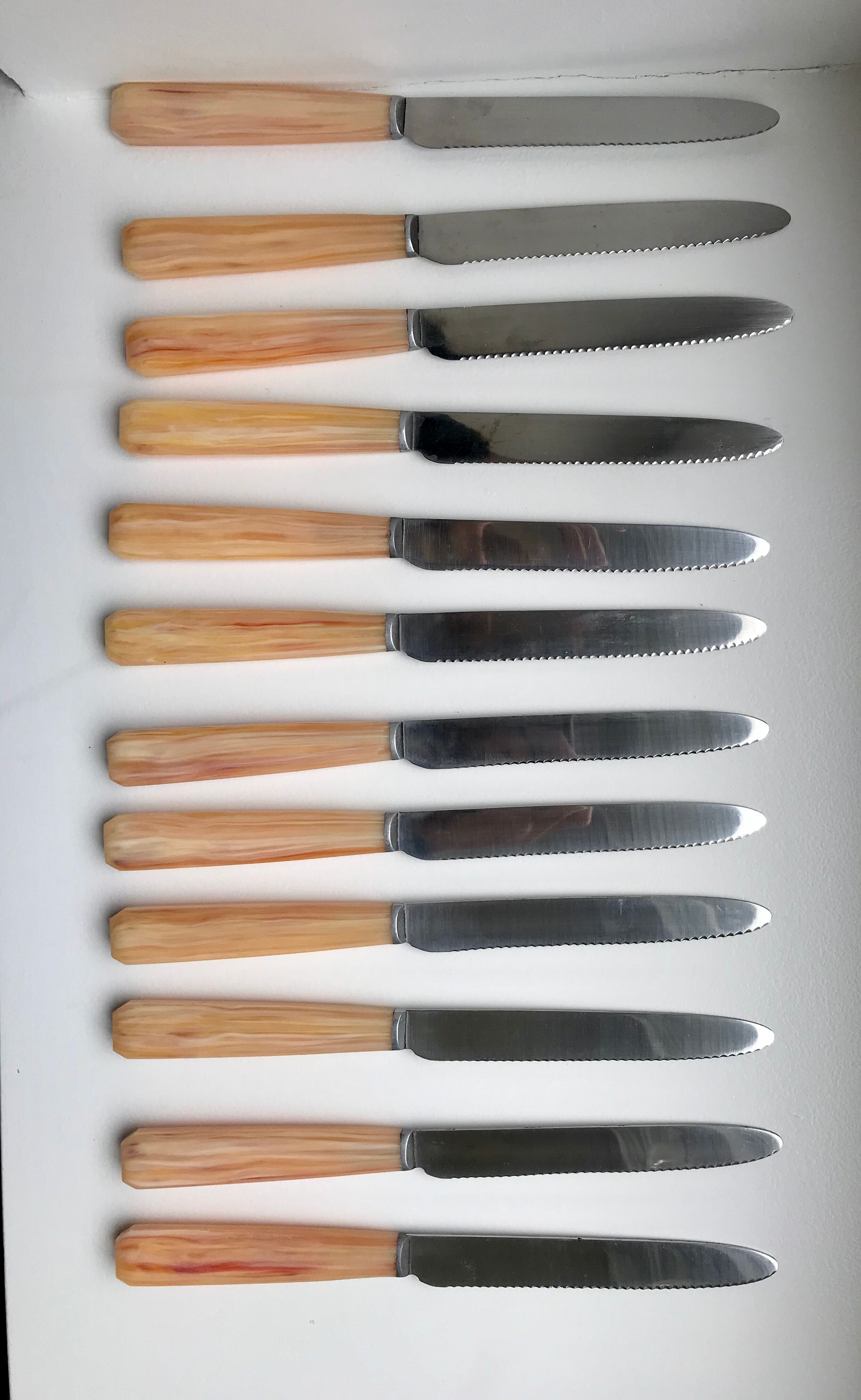 Set of 12 horn knives 50s-60s