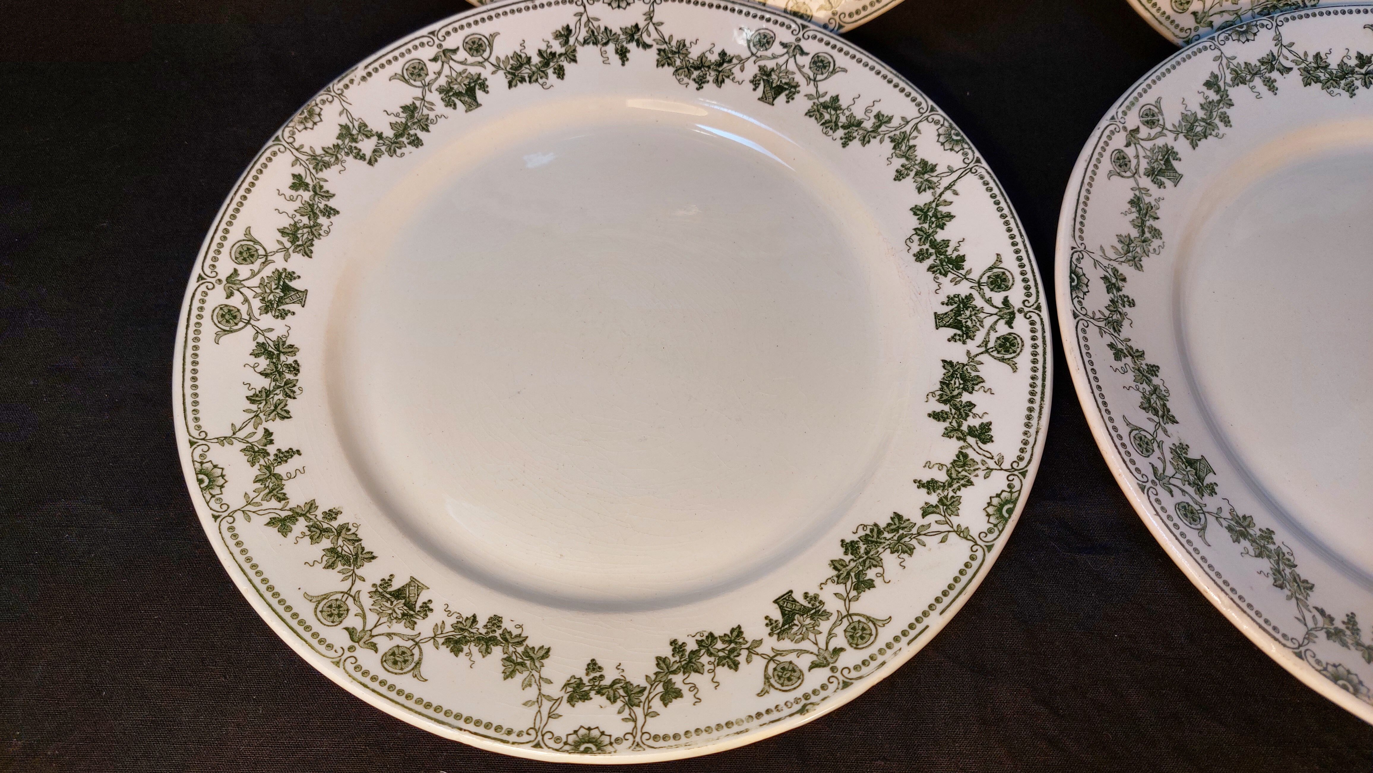 Set of 4 antique flat plates in half-porcelain from Badonviller