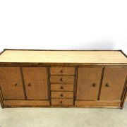 Vintage rattan and travertine sideboard, 1960s