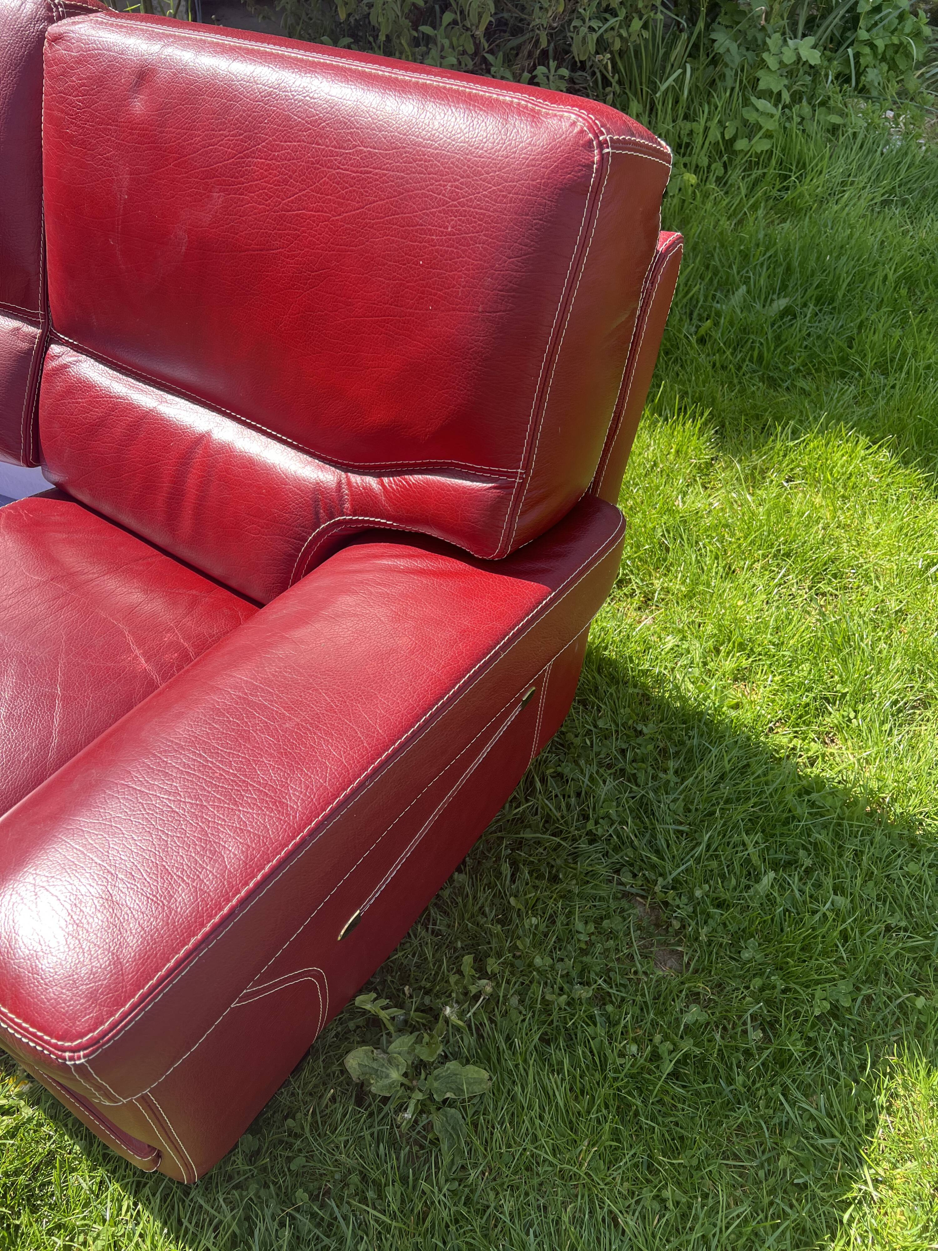 Red leather sofa