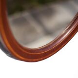 Miroir oval vintage, miroir à suspendre, miroir bois marqueté , miroir mural, décoration murale