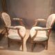 Pair of Louis XV style medallion armchairs.
