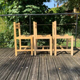 Solid beech chairs André Sornay
