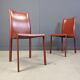 Chaises de salle à manger italiennes en cuir rouge, années 1980 - lot de 6