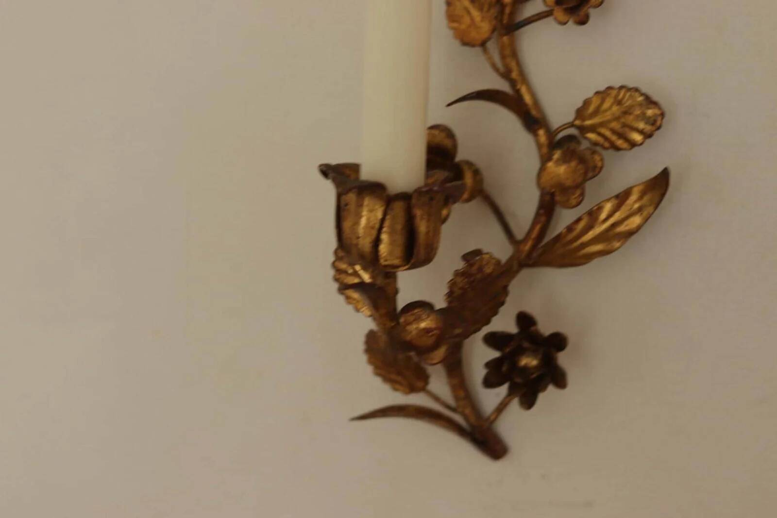 Pair of Mid-Century Italian Gilded Metal Sconces