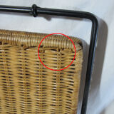 Vintage magazine rack in metal and wicker