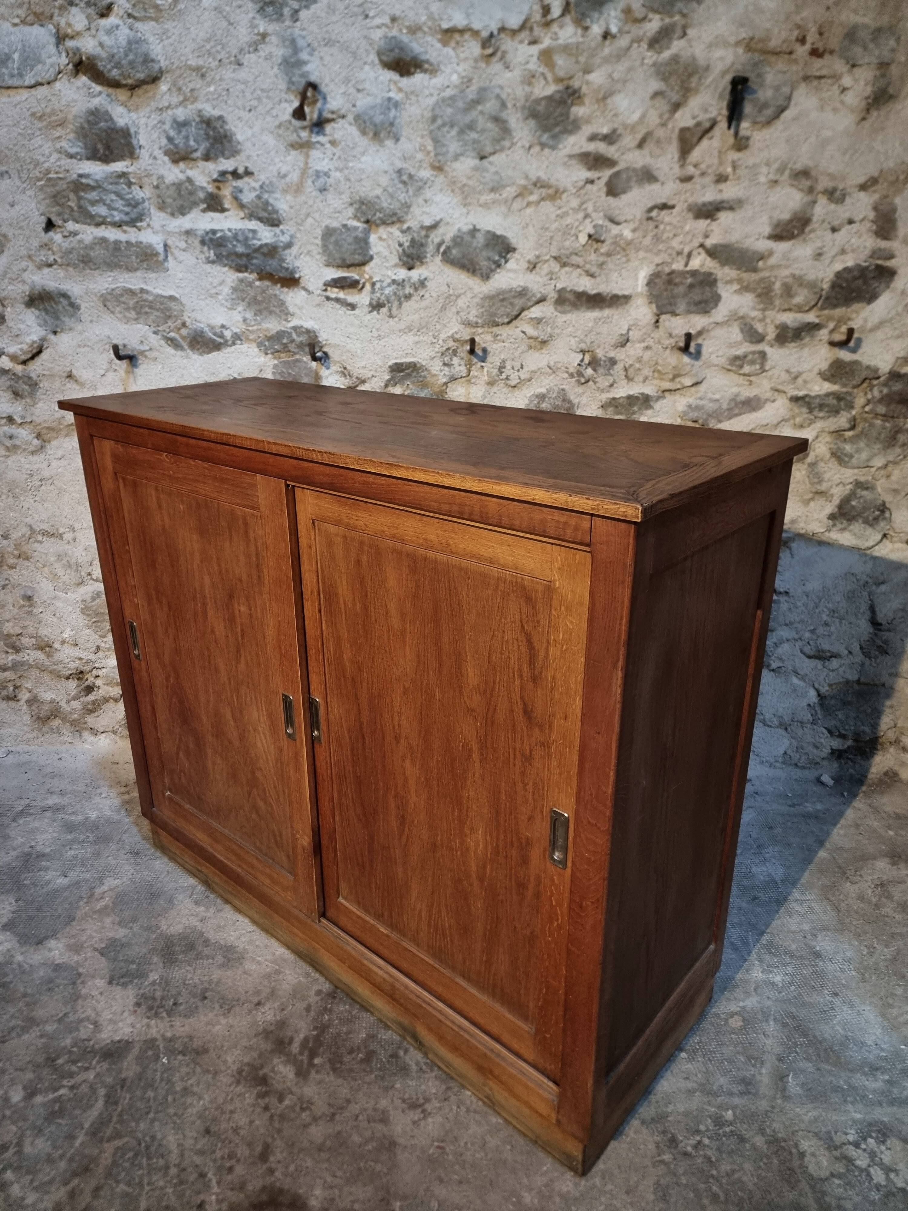 Oak sliding door wardrobe, 1920s