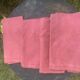 Set of 4 monogrammed BD napkins, rust, damask cotton and linen.