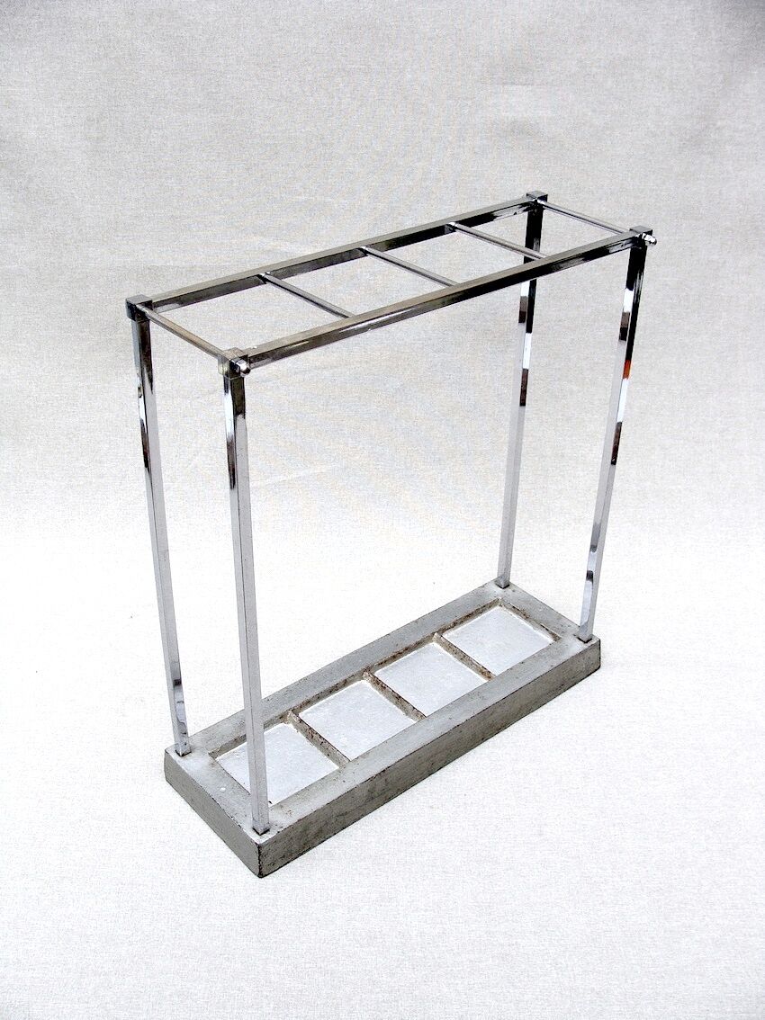 Art Deco umbrella holder in chromed metal