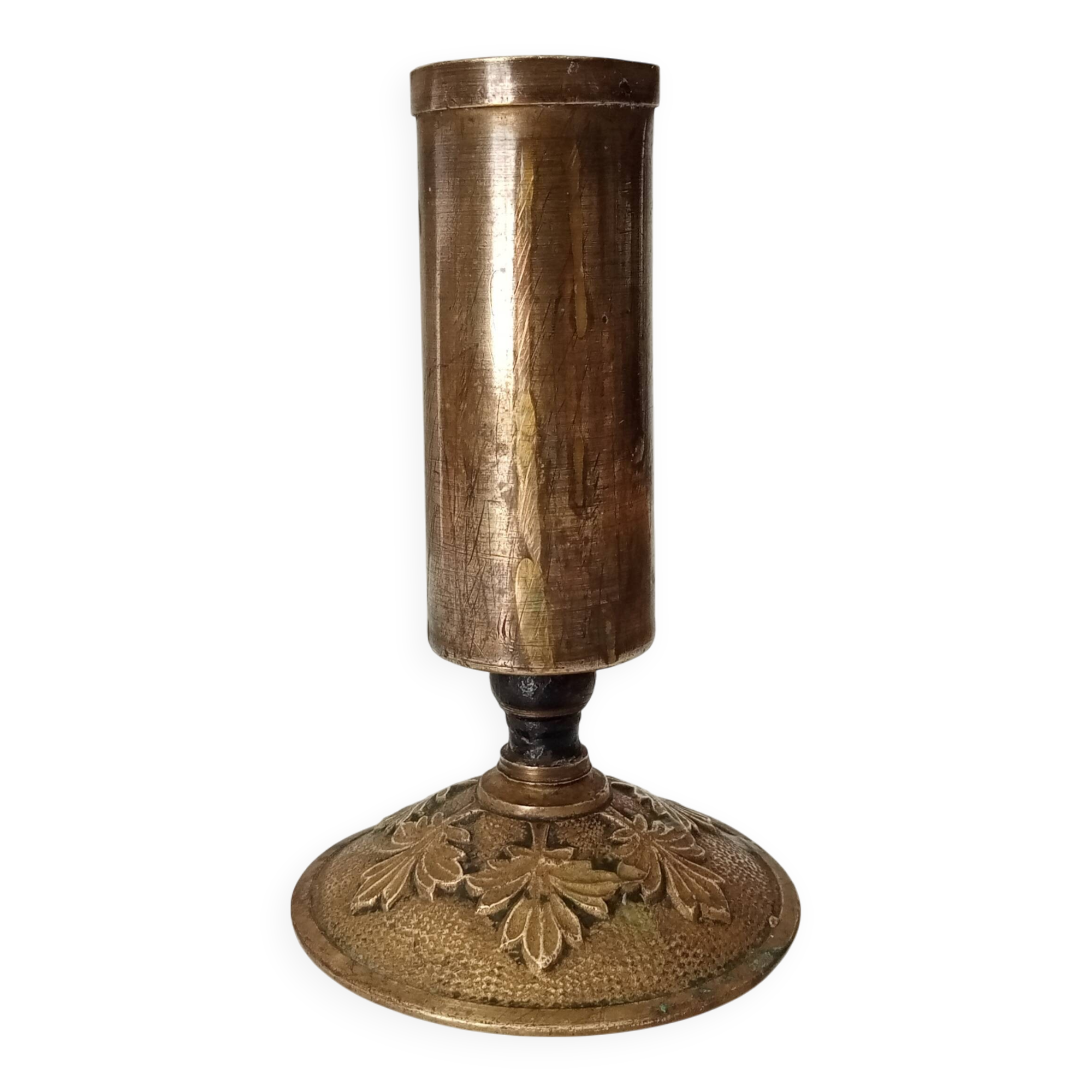 Antique folk art candle holder 1914/18