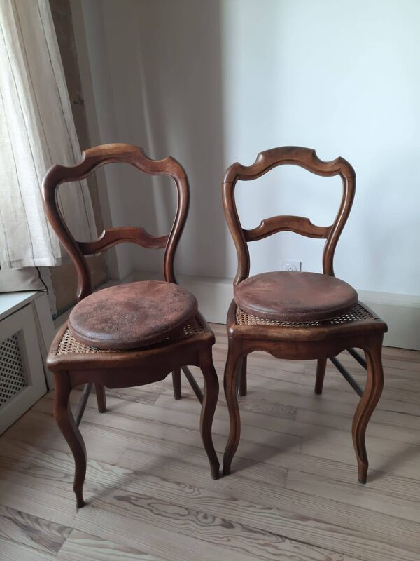 Chaises style Louis XV en bois et cannage