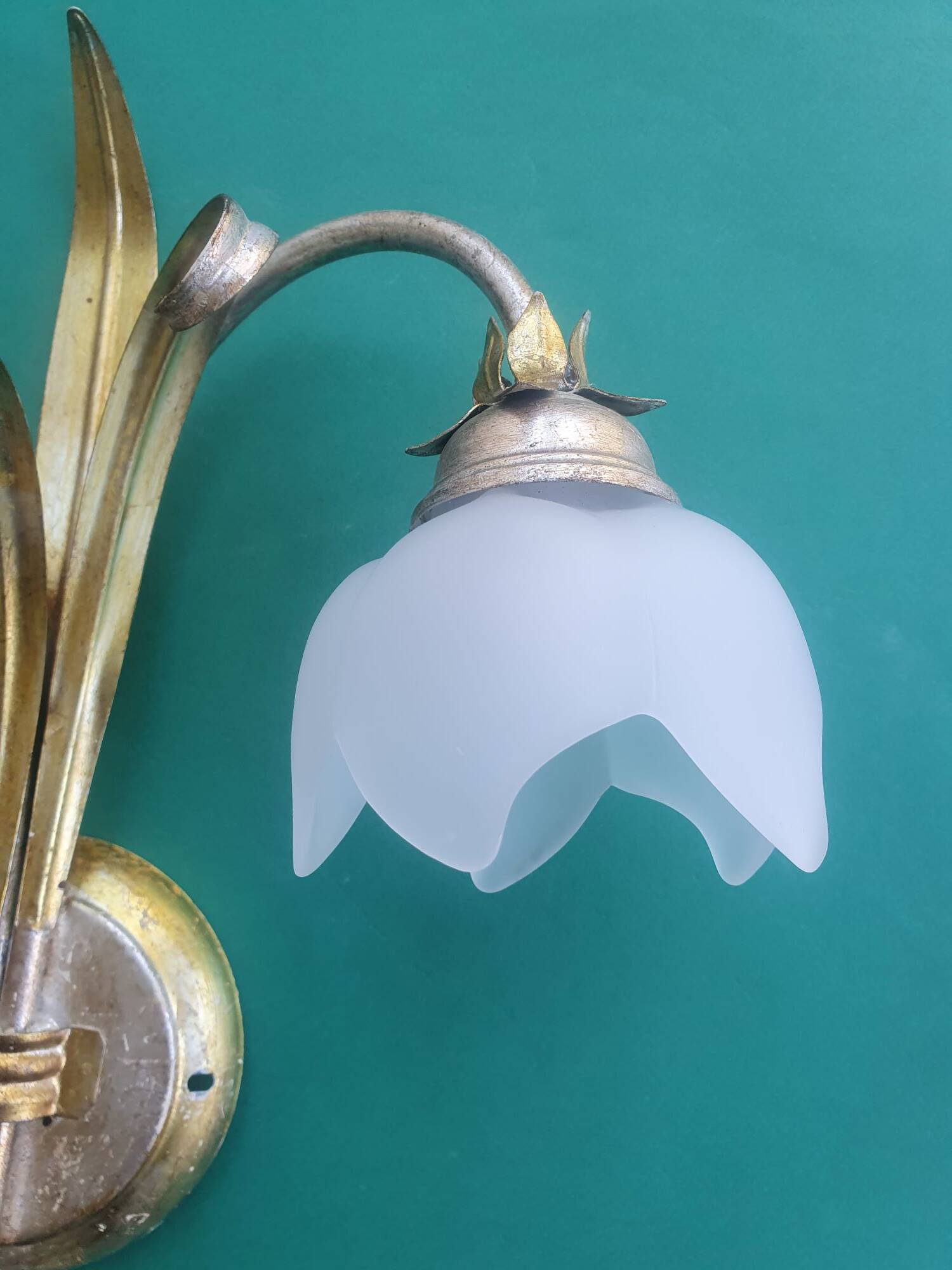Pair of vintage Keria Italy silver and gold wall sconces
